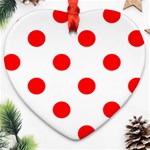 Polka Dots - Red on White Ornament (Heart)