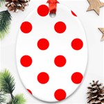 Polka Dots - Red on White Ornament (Oval)