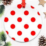 Polka Dots - Red on White Ornament (Round)