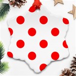 Polka Dots - Red on White Snowflake Ornament (Two Sides)