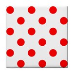 Polka Dots - Red on White Tile Coaster