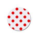 Polka Dots - Red on White Rubber Round Coaster (4 pack)
