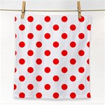 Polka Dots - Red on White Face Towel
