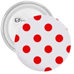 Polka Dots - Red on White 3  Button