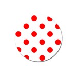 Polka Dots - Red on White Magnet 3  (Round)