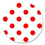 Polka Dots - Red on White Magnet 5  (Round)