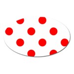 Polka Dots - Red on White Magnet (Oval)