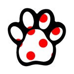 Polka Dots - Red on White Magnet (Paw Print)