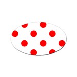 Polka Dots - Red on White Sticker Oval (10 pack)