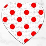 Polka Dots - Red on White Jigsaw Puzzle (Heart)