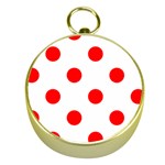 Polka Dots - Red on White Gold Compass