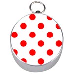 Polka Dots - Red on White Silver Compass