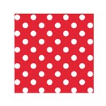 Polka Dots - White on Alizarin Red Small Satin Scarf  (Square)