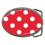 Polka Dots - White on Alizarin Red Belt Buckle
