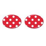 Polka Dots - White on Alizarin Red Cufflinks (Oval)