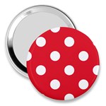 Polka Dots - White on Alizarin Red 3  Handbag Mirror