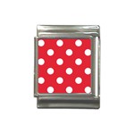 Polka Dots - White on Alizarin Red Italian Charm (13mm)
