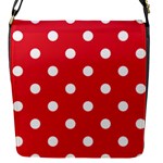 Polka Dots - White on Alizarin Red Flap Closure Messenger Bag (S)