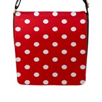 Polka Dots - White on Alizarin Red Flap Closure Messenger Bag (L)