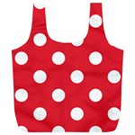 Polka Dots - White on Alizarin Red Full Print Recycle Bag (XL)