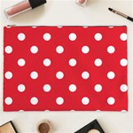 Polka Dots - White on Alizarin Red Cosmetic Bag (XXL)