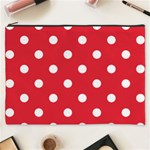 Polka Dots - White on Alizarin Red Cosmetic Bag (XXXL)