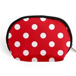 Polka Dots - White on Alizarin Red Accessory Pouch (Medium)