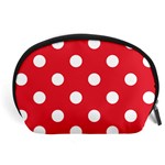 Polka Dots - White on Alizarin Red Accessory Pouch (Large)