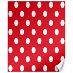 Polka Dots - White on Alizarin Red Canvas 11  x 14 