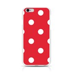 Polka Dots - White on Alizarin Red Apple iPhone 6/6S Silicone Case (Transparent)