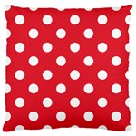 Polka Dots - White on Alizarin Red Large Cushion Case (Two Sides)