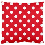Polka Dots - White on Alizarin Red Large Flano Cushion Case (One Side)