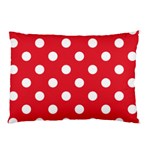 Polka Dots - White on Alizarin Red Pillow Case (One Side)