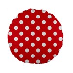 Polka Dots - White on Alizarin Red Standard 15  Premium Flano Round Cushion