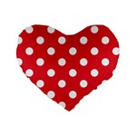 Polka Dots - White on Alizarin Red Standard 16  Premium Heart Shape Cushion