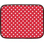 Polka Dots - White on Alizarin Red Double Sided Fleece Blanket (Mini)