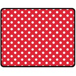 Polka Dots - White on Alizarin Red Double Sided Fleece Blanket (Medium) (Two Sides)