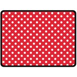 Polka Dots - White on Alizarin Red Double Sided Fleece Blanket (Large) (Two Sides)