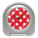 Polka Dots - White on Alizarin Red Desk Alarm Clock