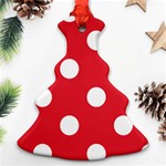 Polka Dots - White on Alizarin Red Christmas Tree Ornament (Two Sides)