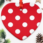 Polka Dots - White on Alizarin Red Ornament (Heart)