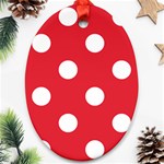 Polka Dots - White on Alizarin Red Oval Ornament (Two Sides)