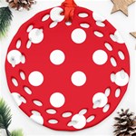 Polka Dots - White on Alizarin Red Round Filigree Ornament (Two Sides)