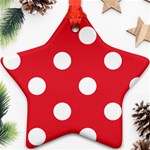 Polka Dots - White on Alizarin Red Ornament (Star)