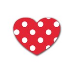 Polka Dots - White on Alizarin Red Heart Coaster (4 pack)