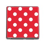 Polka Dots - White on Alizarin Red Memory Card Reader (Square)