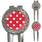 Polka Dots - White on Alizarin Red 3-in-1 Golf Divot