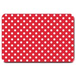 Polka Dots - White on Alizarin Red Large Doormat