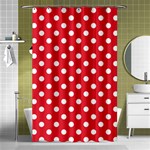 Polka Dots - White on Alizarin Red Shower Curtain 48  x 72  (Small)