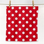Polka Dots - White on Alizarin Red Face Towel